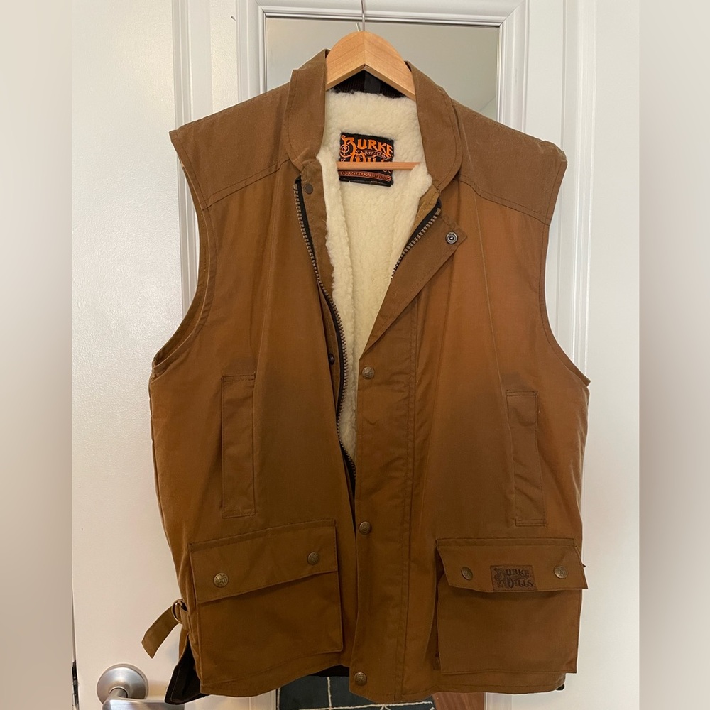 Burke Wills Waxed Cotton Sherpa Vest Barely Worn Size L